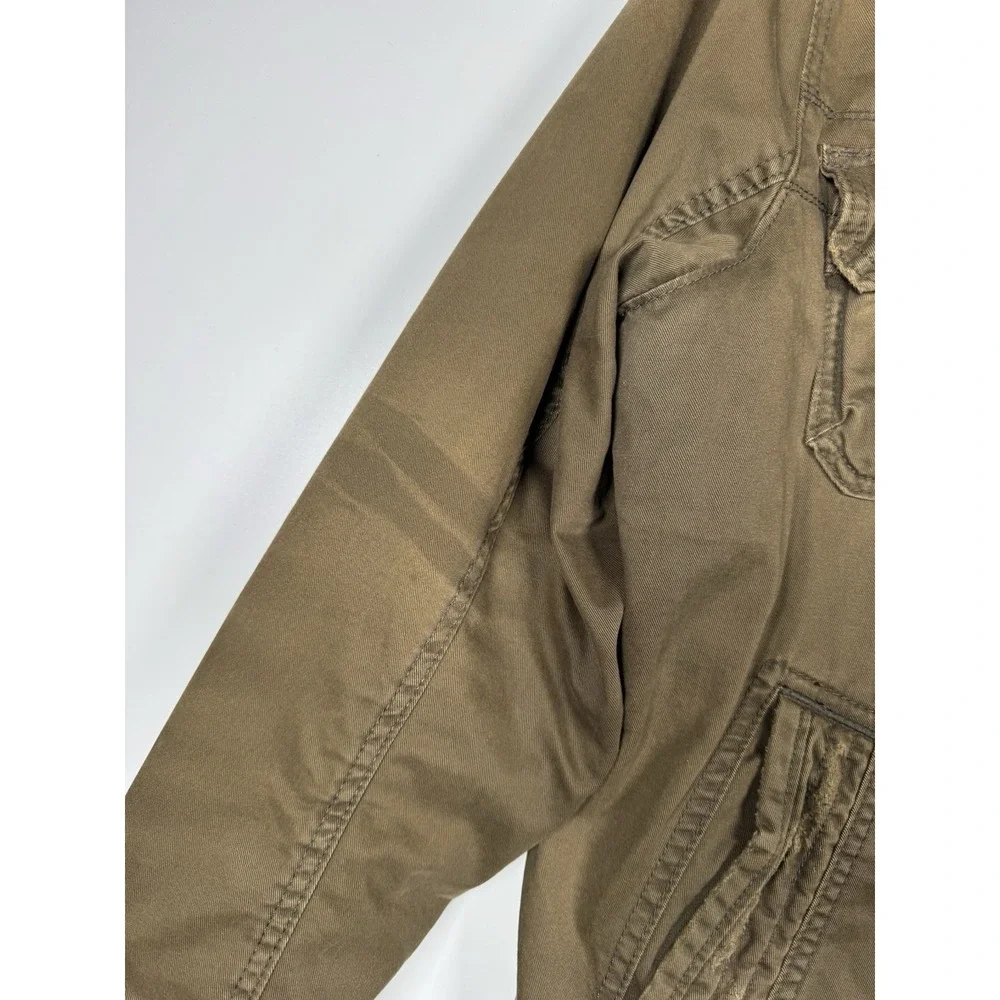 VTG Hollister Carpinteria Brown/Olive Faux Fur Lined Field Jacket L Distressed